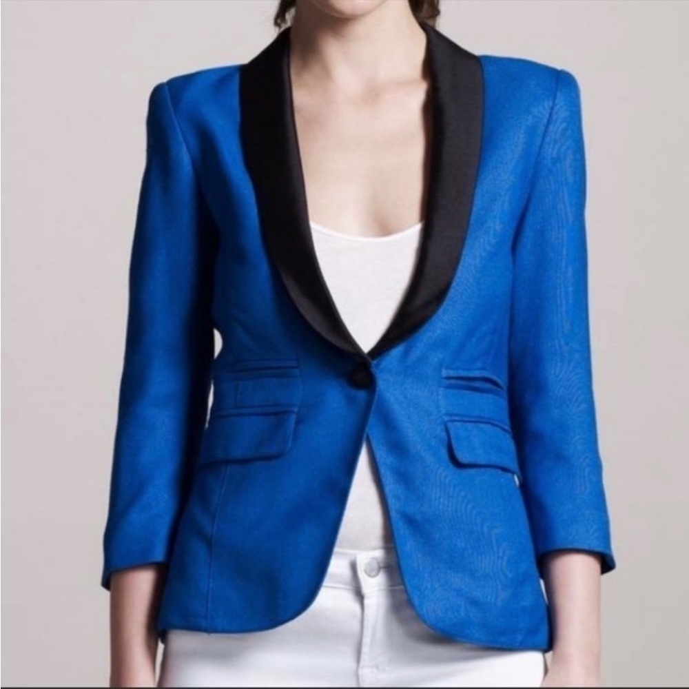 Smythe blue and black blazer 3/4” sleeve